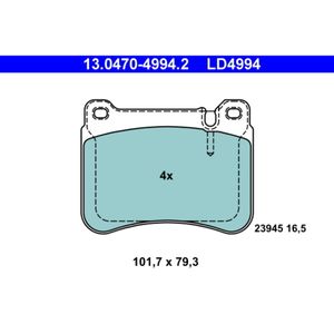 Bremsbelagsatz Scheibenbremse ATE 13.0470-4994.2 für Mercedes-Benz C
