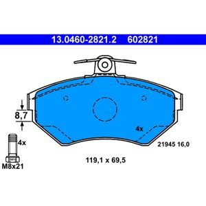 Bremsbelagsatz Scheibenbremse ATE 13.0460-2821.2 für VW Seat Golf III Vento Inca