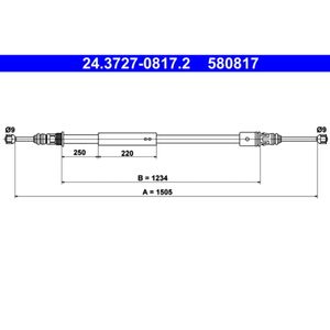 Seilzug Feststellbremse ATE 24.3727-0817.2 für Citroën Peugeot Saxo 106 II