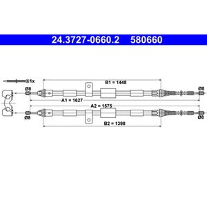 Seilzug Feststellbremse ATE 24.3727-0660.2 für Ford Fiesta IV Courier KA