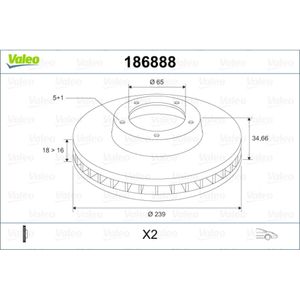 Bremsscheibe VALEO 186888 für Skoda VW Fabia I Polo Fox Combi