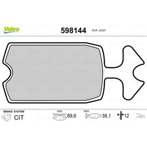 Bremsbelagsatz Scheibenbremse VALEO 598144 für Citroën 2 CV Dyane Ami Break