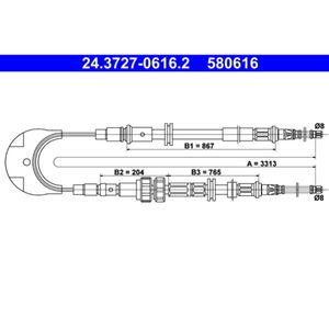 Seilzug Feststellbremse ATE 24.3727-0616.2 für Ford Sierra II Turnier