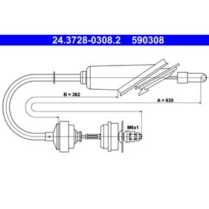 Seilzug Kupplungsbetätigung ATE 24.3728-0308.2 für Citroën AX