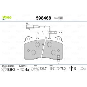 Bremsbelagsatz Scheibenbremse VALEO 598468 für Peugeot Citroën 607 C8