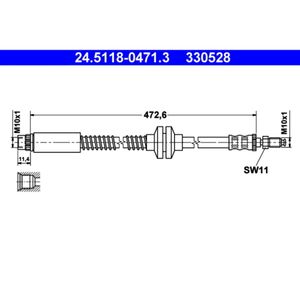 Bremsschlauch ATE 24.5118-0471.3 für Peugeot Fiat Citroën Lancia 806 Ulysse Zeta