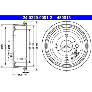 Bremstrommel ATE 24.0220-0001.2 (2 Stk.) für Opel Vauxhall Daewoo Chevrolet