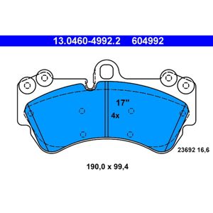 Bremsbelagsatz Scheibenbremse ATE 13.0460-4992.2 für Porsche VW Cayenne Touareg