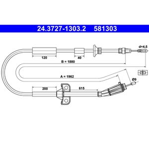 Seilzug Feststellbremse ATE 24.3727-1303.2 für Volvo V70 II