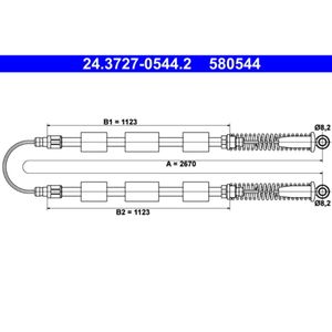 Seilzug Feststellbremse ATE 24.3727-0544.2 für Fiat Cinquecento Seicento 600