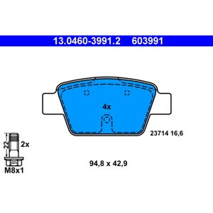 Bremsbelagsatz Scheibenbremse ATE 13.0460-3991.2 für Fiat Alfa Romeo Lancia Mito