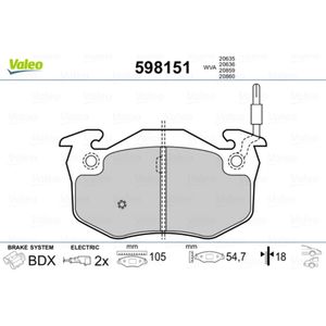 Bremsbelagsatz Scheibenbremse VALEO 598151 für Citroën Alpine Visa BX