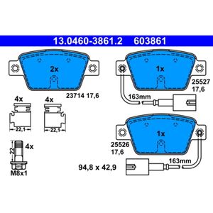 Bremsbelagsatz Scheibenbremse ATE 13.0460-3861.2 für Fiat Alfa Romeo Lancia Mito