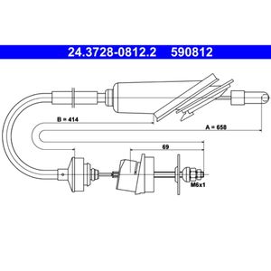 Seilzug Kupplungsbetätigung ATE 24.3728-0812.2 für Peugeot 106 I