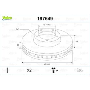 Bremsscheibe VALEO 197649 für Peugeot Opel 308 II Astra L Sports Tourer