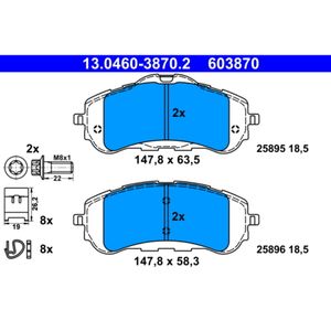 Bremsbelagsatz Scheibenbremse ATE 13.0460-3870.2 für Peugeot Opel Citroën 308 II