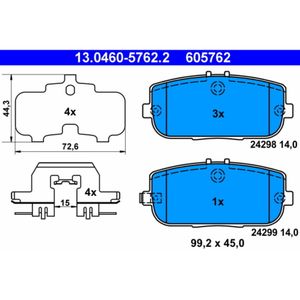 Bremsbelagsatz Scheibenbremse ATE 13.0460-5762.2 für Fiat Abarth 124 Spider