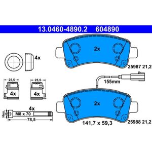 Bremsbelagsatz Scheibenbremse ATE 13.0460-4890.2 für Fiat Peugeot Citroën Ducato