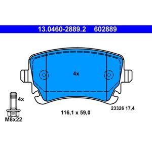 Bremsbelagsatz Scheibenbremse ATE 13.0460-2889.2 für Audi A6 C5 Avant