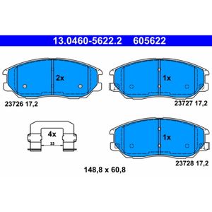 Bremsbelagsatz Scheibenbremse ATE 13.0460-5622.2 für Ssangyong Hyundai Rodius I