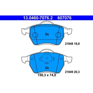 Bremsbelagsatz Scheibenbremse ATE 13.0460-7076.2 für VW Ford Seat Sharan