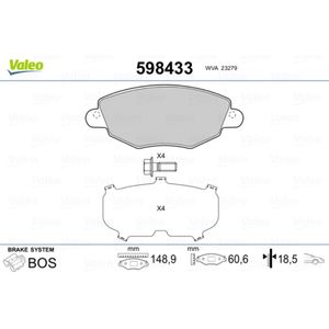 Bremsbelagsatz Scheibenbremse VALEO 598433 für Ford Jaguar Mondeo III Turnier