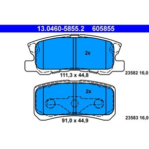 Bremsbelagsatz Scheibenbremse ATE 13.0460-5855.2 für Chrysler Jeep Citroën Lancia