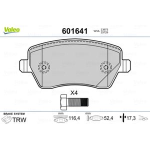 Bremsbelagsatz Scheibenbremse VALEO 601641 für Renault Dacia Lada Mercedes-Benz