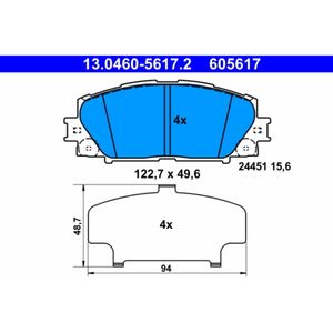 Bremsbelagsatz Scheibenbremse ATE 13.0460-5617.2 für Lexus CT