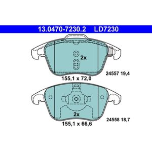 Bremsbelagsatz Scheibenbremse ATE 13.0470-7230.2 für Citroën Peugeot DS C4 II