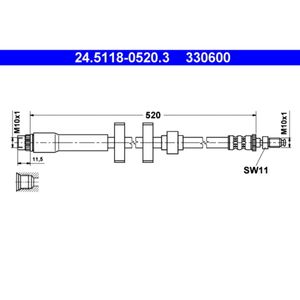 Bremsschlauch ATE 24.5118-0520.3 für Peugeot 605