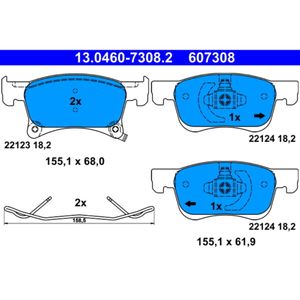 Bremsbelagsatz Scheibenbremse ATE 13.0460-7308.2 für Opel Adam Corsa E