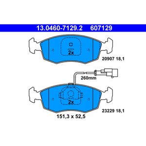 Bremsbelagsatz Scheibenbremse ATE 13.0460-7129.2 für Lancia Dedra