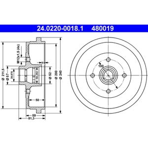 Bremstrommel ATE 24.0220-0018.1 (2 Stk.) für Audi VW Seat Skoda 80 B1 Coupe B2