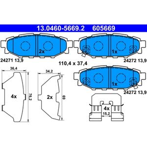 Bremsbelagsatz Scheibenbremse ATE 13.0460-5669.2