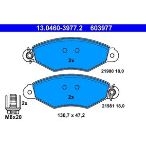 Bremsbelagsatz Scheibenbremse ATE 13.0460-3977.2 für Renault Citroën Xsara