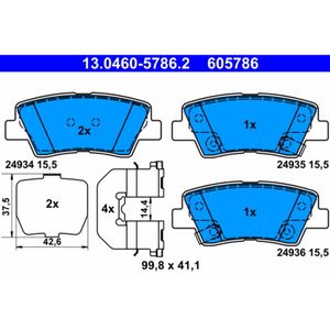 Bremsbelagsatz Scheibenbremse ATE 13.0460-5786.2 für Kia Hyundai Soul I Tucson