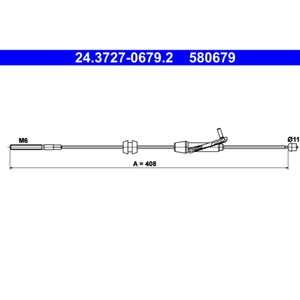 Seilzug Feststellbremse ATE 24.3727-0679.2 für Ford Fiesta B-Max VI Van