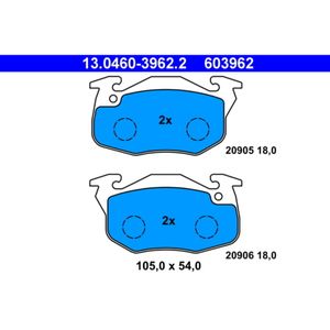 Bremsbelagsatz Scheibenbremse ATE 13.0460-3962.2 für Peugeot Citroën 106 I Saxo