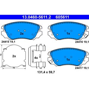 Bremsbelagsatz Scheibenbremse ATE 13.0460-5611.2 für Saab Opel Chevrolet 9-5