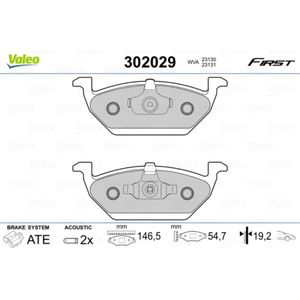 Bremsbelagsatz Scheibenbremse VALEO 302029 für Seat Audi VW Skoda Ibiza IV A3