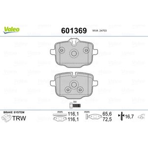 Bremsbelagsatz Scheibenbremse VALEO 601369 für BMW 6er X3