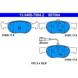 Bremsbelagsatz Scheibenbremse ATE 13.0460-7064.2 für Lancia Fiat Delta II Brava