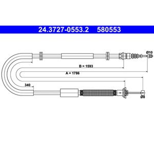 Seilzug Feststellbremse ATE 24.3727-0553.2 für Fiat Bravo II Stilo