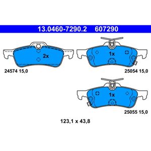 Bremsbelagsatz Scheibenbremse ATE 13.0460-7290.2 für Honda Civic IX