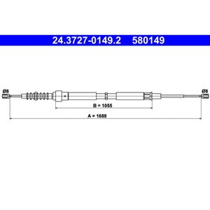 Seilzug Feststellbremse ATE 24.3727-0149.2 für Audi Skoda VW Seat A3