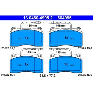 Bremsbelagsatz Scheibenbremse ATE 13.0460-4995.2 für Peugeot Citroën Lancia Fiat