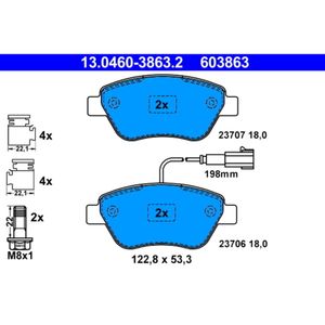 Bremsbelagsatz Scheibenbremse ATE 13.0460-3863.2 für Fiat Citroën Alfa Romeo 500