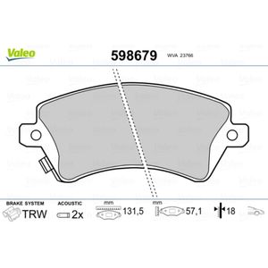 Bremsbelagsatz Scheibenbremse VALEO 598679