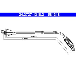 Seilzug Feststellbremse ATE 24.3727-1318.2 für Volvo S80 II